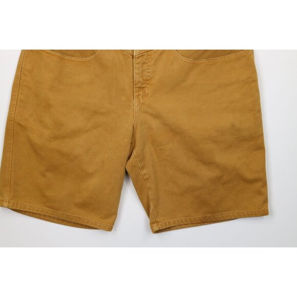 Vintage 90s Guess Mens 34 Distressed Denim Jean Shorts Jorts Wheat Brown USA - Picture 4 of 14